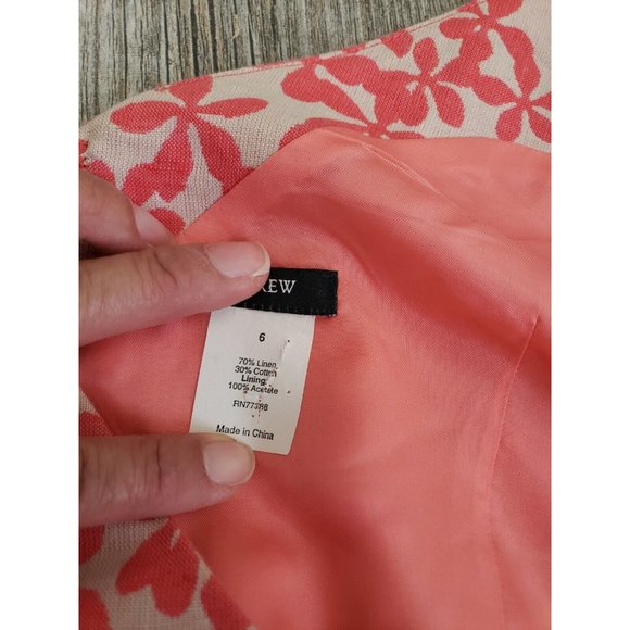 J.Crew Linen/Cotton Blend with Pink Casual Dress Size 6 with Bow - Picture 6 of 9